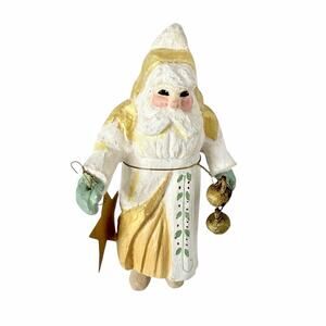 Vintage 1990 House of Hatten Christmas Ornament Denise Calla Gold Santa 5"